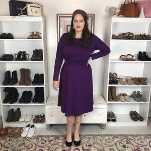 Plus Eloquii Purple Dress Size 18 Midi Long Sleeve
